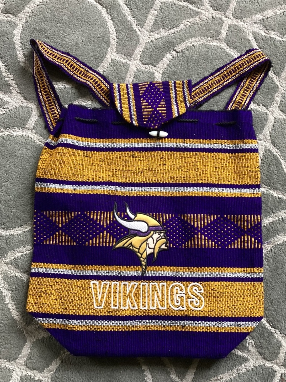 Minnesota Vikings NFL football Cloth drawstring backpack, tote, purse.